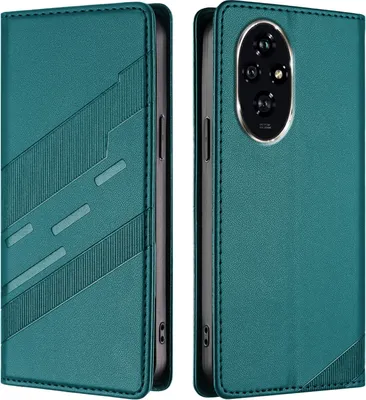 Produktbild von Hülle für Honor 200 Pro, Kunstleder Brieftaschen Handyhülle mit Kartenfach und Standfunktion Grün