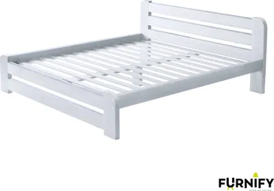 Produktbild von FURNIFY® Bettgestell 140 x 200 cm Einzelbett | Bett aus massivem Kiefernholz: Weiß