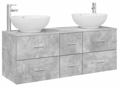 Image de Ensemble de meubles de salle de bain, 3 pièces, couleur gris béton, dimensions 49,5 x 44,5 x 65 cm