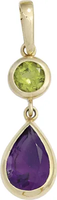 Produktbild von Anhänger Peridot grün Amethyst Tropfen violett 585 Gold Gelbgold Damen