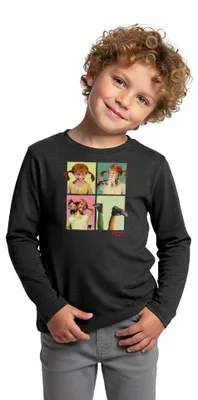 Produktbild von Spreadshirt Pippi Langstrumpf Portraits Von Pippi Kinder Premium Langarmshirt, 134/140 (8 Jahre), Anthrazit meliert