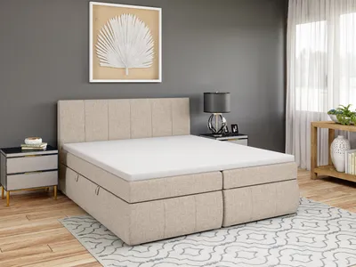 Produktbild von FEDVE Boxspringbett Schlafzimmerbett LEO mit 2 Bettkästen, Doppelbett mit Bonell-Matratze und Topper 200x200