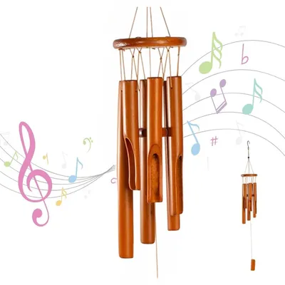 Immagine prodotto di Campanello a vento in bambù, 78 cm, con 6 tubi, colori vintage, ideale per giardino e decorazione