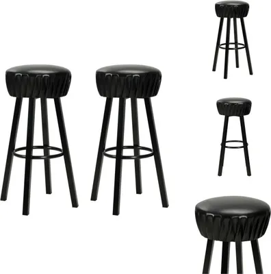 Immagine prodotto di vidaXL Sgabello da bar 2 pezzi in Pelle finta nera - Sgabello da bar