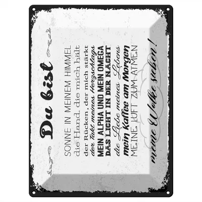Produktbild von Blechschild Wandbild in : Brillante Farben, Größe 30 x 40 cm Motiv Blechschild Spruch 30x40 cm Du bist 10 liebevolle Vergleiche Deko Schild