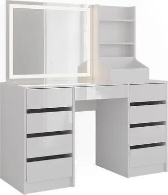 Obrázek produktu pro Toaletní stolek Vicco Sherry Bílá/bílý vysoký lesk 128.2 cm 3 díly, Model 57641