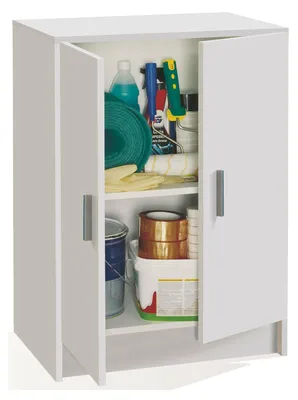 Produktbild von Mehrzweck-Kabinett Dhot, Niedriger Beistellschrank mit 2 Türen, Schuhregal mit 1 Einlegeboden, Multifunktionsschrank, 59x37h80 cm, Weiß