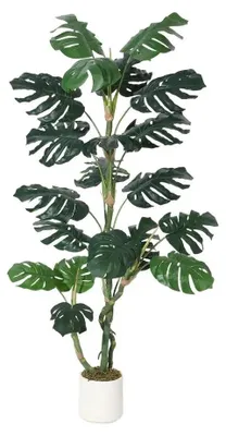 Image de Plante artificielle Monstera - Arbre Monstera en pot - Feuilles réalistes - Tiges souples - Pour l'intérieur et l'extérieur - Hauteur : 120 cm