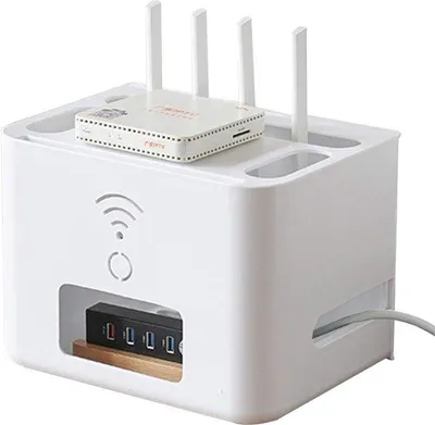 Image de Organisateur de câbles pour routeur Wi-Fi, boîtier de rangement de câbles pour le bureau et le salon