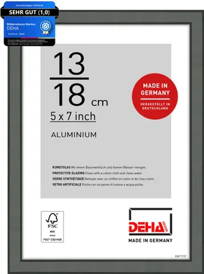 Produktbild von DEHA Design Aluminium Portraitrahmen, Bilderrahmen Boston, 13x18 cm, Contrastgrau