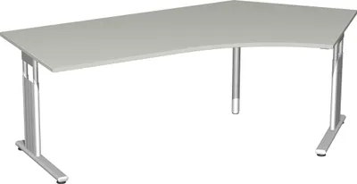 Produktbild von Geramöbel Schreibtisch 135° rechts höhenverstellbar, 2166x1130x680-820, Lichtgrau/Silber, S-617316-LS