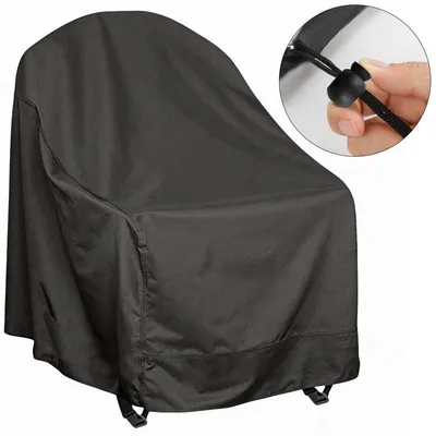 Produktbild von Wasserdichte Garten Schaukelstuhl Abdeckung Verstellbare Kordel UV-Schutz 70x83x99cm Schwarz