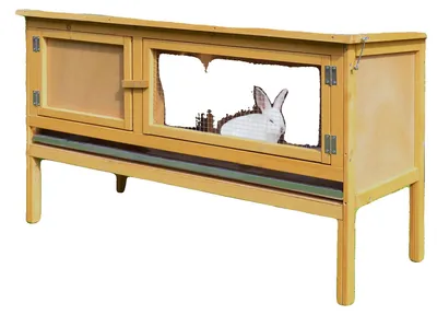 Image de Cage pour lapin, en bois, dimensions 91 x 61 x 91 cm, adaptée aux petits animaux, couvercle ouvrable, portes verrouillables