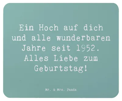 Produktbild von Mr. & Mrs. Panda Mousepad Spruch 1952 Geburtstag - Meeresbrise - Geschenk, Erinnerung an besondere Zeiten, Mauspad, Glückwunsch, persönliches, Mouse Pad, Alter, laptop
