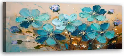 Produktbild von Leinwandbild Türkis Blumen Pflanzen Natur 120x40 Feeby Türkis bild für die wand bereit zum aufhängen