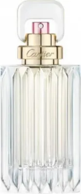 A clear, front-facing studio shot of a Cartier Carat Eau de Parfum bottle.