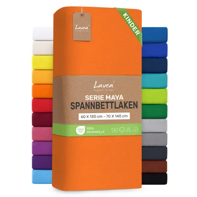 Zdjęcie produktu dla Lavea® Pościel satynowa na materac dla dzieci, 60x130 cm - 70x140 cm, wzór Maya, 100% bawełna – Miękka, oddychająca pościel przeznaczona do materacy o grubości do 12 cm - Kolor: Czerwony