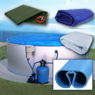 Produktbild von Rund Pool Ø 500 x 120 cm I ALL IN ONE SET I Poolfolie blau 0,6 mm I Zubehör I SPLASHER Handlauf