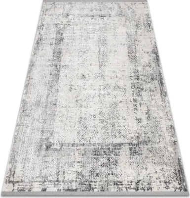 Zdjęcie produktu dla Dywan TULS nowoczesny, strukturalny, frędzle 51324 Vintage, przecierany, Ramka kość słoniowa / szary beżowy 140x190 cm