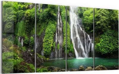 Produktbild von DEQORI Glasbild Echtglas 4x30x60 cm 'Zwillingswasserfall' Wandbilder XXL groß