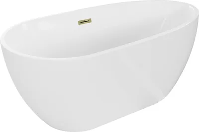 Produktbild von Mexen Eos freistehende Badewanne 150 x 75 cm, weiß, goldene Überlaufauslass - 52471507500-50
