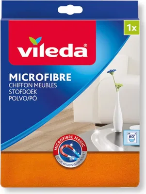 The image shows the packaging of a Vileda microfiber cloth.