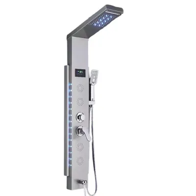 Obrázok produktu pre Multifunkčný sprchový panel s LED displejom, nehrdzavejúca oceľ, nástenný, Nickel-F-8003
