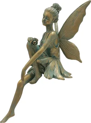 Produktbild von Blumenfeenfigur, bemalt, sitzende Feenstatue, Gartenfeenskulptur für den Innen- und Außenbereich, Pflanzgefäß, Bonsai-Dekoration
