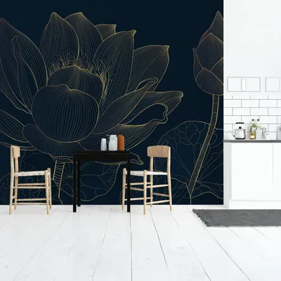 Produktbild von Muralo XXL Selbstklebende FOTOTAPETE LOTOS Blumen Line Art Blaetter 3D Effekt (B) 208 cm x (H) 146 cm Tapete Wandtapete WOHNZIMMER SCHLAFZIMMER 5184