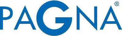 The image shows the brand name "PAGNA" in large blue letters on a white background.