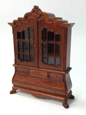 Produktbild von Miniatur Schrank aus Holz, nussbaumfarben. Für 1:12 Puppenstuben.