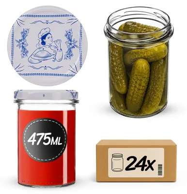 Produktbild von KADAX Einmachgläser 475ml mit Ø 82 mm Schraubdeckel, Marmeladengläser, Schraubgläser zum Einkochen, Einmachen und Aufbewahren von Marmelade & Honig (Köchin, 24 Stück)