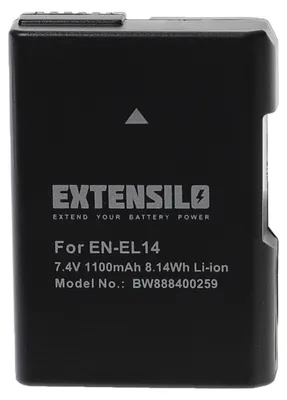 Produktbild von EXTENSILO Akku Ersatz für Nikon EN-EL14 für Kamera (1100 mAh, 7,4 V, Li-Ion), Infochip