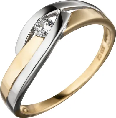 Produktbild von Gr. 56 Damen Ring 333 Gold Gelbgold bicolor 1 Zirkonia Goldring