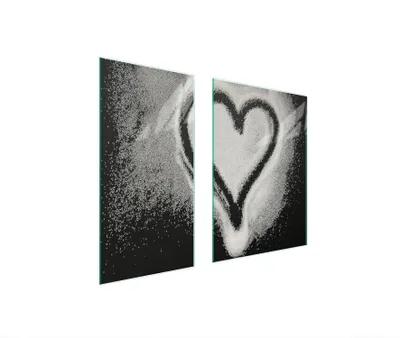 Produktbild von Herdabdeckplatten 2 teilig 75x52 Glaskeramikkochfeld Abdeckung Glas Schneidebrett Herz Küche