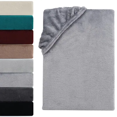 Produktbild von Winter Spannbettlaken Teddy Plüsch 140-160x200 cm Warme Cashmere Touch Spannbetttuch Bettlaken, Grau