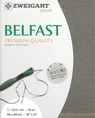 Produktbild von BELFAST, ein Leinenstoff mit gleichmäßiger Webstruktur, von Zweigart, vorgeschnitten, 32 ct., Farbe 7025 (Granitgrau), geeignet für Kreuzstich, 100% Leinen, Größe 48x68 cm