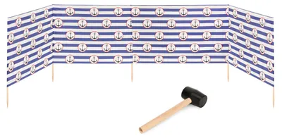 Produktbild von Garronda Strand Windschutz Sichtschutz 5m lang plus Gummihammer GAEX001 (Streifen/Anker-2, 5 m)