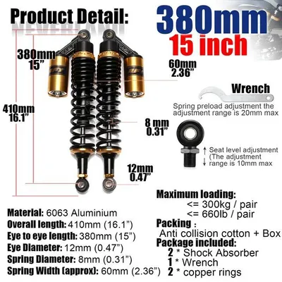 Obrázok produktu pre Tlmič pre motocykel, 400 mm, ochrana odpruženia