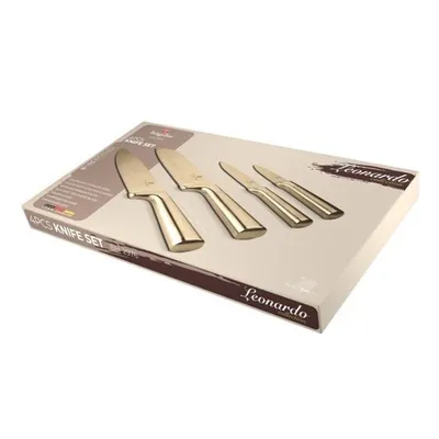 A set of knives displayed on their packaging.