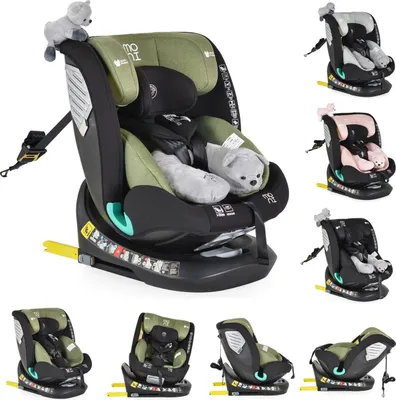 Produktbild von Moni Kindersitz Serengeti i-Size (40-150cm) Isofix, Kuscheltier, Nackenkissen grün