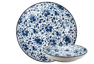 Produktbild von GUSTA 02265600 OTB Floral Suppenteller Teller tief ø21,5cm, blau/weiß