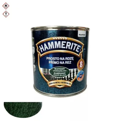 Immagine prodotto di Hammerite vernice protettiva per metalli colpo di martello, vernice antiruggine 0,25L, verde scuro