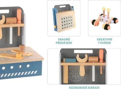 Produktbild von Kinderwerkzeug Holz mit Arbeitstisch, Hammer, Schraubendreher, 300x300x280 mm (HBT), ab 3 Jahren