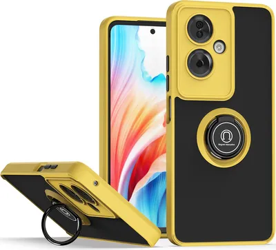 Produktbild von Hülle für Oppo A79 5G Ring Halter Ständer Matte Transluzent TPU Bumper Stoßfest Schutzhülle Gelb