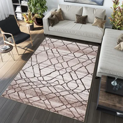 Immagine prodotto di Tappeto soggiorno camera da letto a pelo corto moderno design screziato crema beige marrone ÖKOTEX 80 x 150 cm