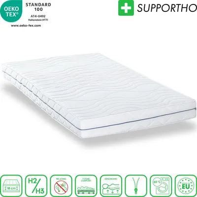 Zdjęcie produktu dla Ergonomiczny materac 180x200 cm 7-strefowy Supportho Premium, wysokość 18 cm, poziom twardości H2/H3