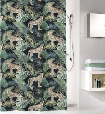 Produktbild von Kleine Wolke Duschvorhang Safari Green 180x200 cm Grün Polyester