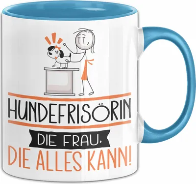 Produktbild von Hundefrisörin Geschenk Tasse Becher Die Frau Die Allen Kann Geschenkidee für eine Hundefrisörin Lustig (Blau)