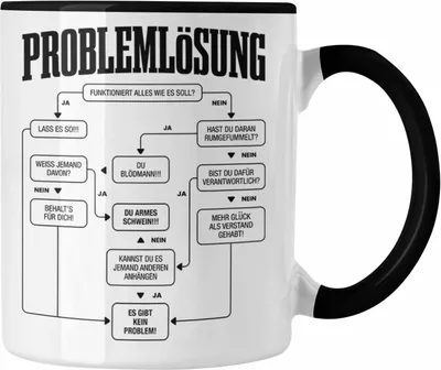 Produktbild von Trendation - Problemlösung Tasse Geschenk für Männer Sprüche Geschenkidee Ingenieur Phsyiker Mathematiker (Schwarz)
